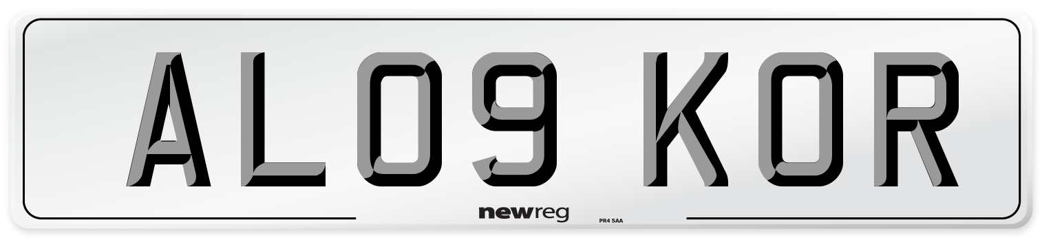 AL09 KOR Number Plate from New Reg